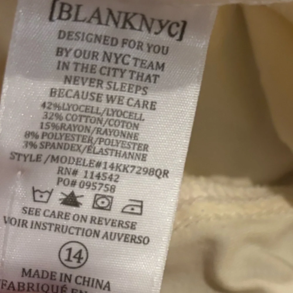 Blank NYC off white Skinny Jeans slightly size 14 NWT